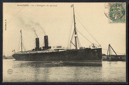 Postcard of La Gascogne.  Original postcard is available at www.postcardman.net