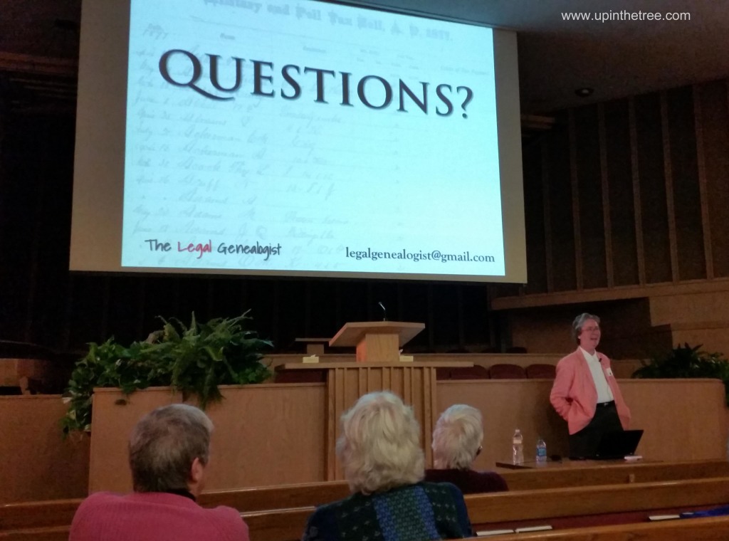 Judy Russell presenting at the San Mateo Genealogical Society Fall Seminar